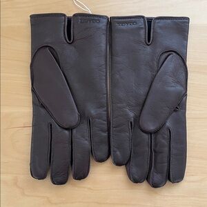 Coach Men's Dark Brown Leather and Cashmere Lined Gloves Size Small